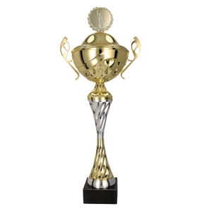 Metall-Pokal mit Deckel / Gold-Silber